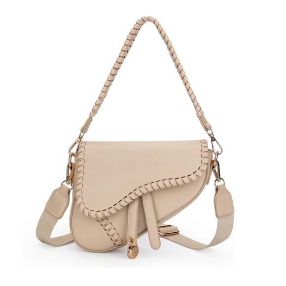Saddle shoulder bag clutch purse - cream - Picture 1 of 4